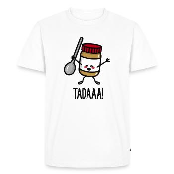Tadaaa! Happy peanut butter with spoon - Men's Premium Organic T-Shirt - white - Front - Nico (187cm)