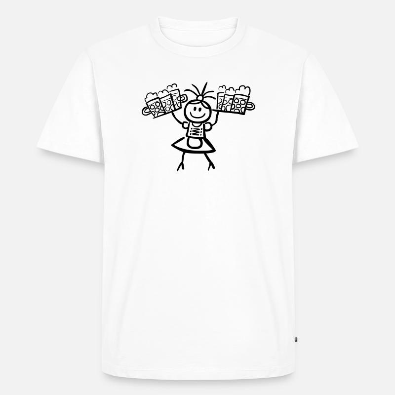 Kellnerin im Dirndl mit Biertablett - Männer Premium Bio T-Shirt - Weiß