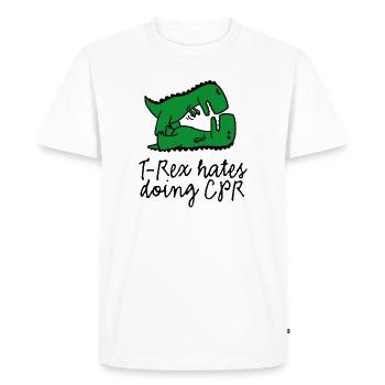 T-Rex hates doing CPR premiers secours instructeur - T-shirt Premium bio Homme - blanc - Devant - Nico (187cm)