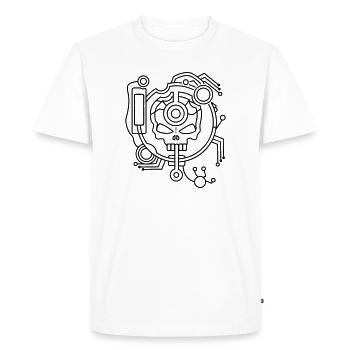 Crâne de mort cyber Skull comme circuit - T-shirt Premium bio Homme - blanc - Devant - Nico (187cm)
