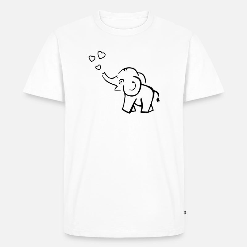 Süsser Elefant pustet Herzen - Männer Premium Bio T-Shirt - Weiß
