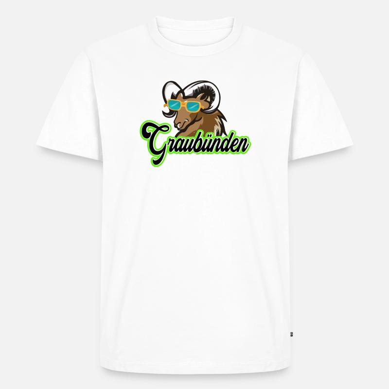 Graubünden Steinbock mit Sonnenbrille - Männer Premium Bio T-Shirt - Weiß