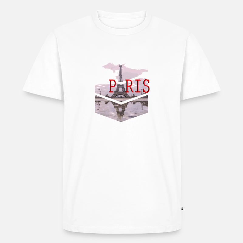 Paris Skyline Eiffelturm Silhouette - Männer Premium Bio T-Shirt - Weiß