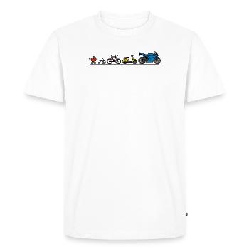 Motorcycle motorbikes evolution development bikers - Men's Premium Organic T-Shirt - white - Front - Nico (187cm)