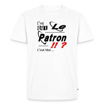 C'est qui le Patron C'est Moi - T-shirt Premium bio Homme - blanc - Devant - Nico (187cm)