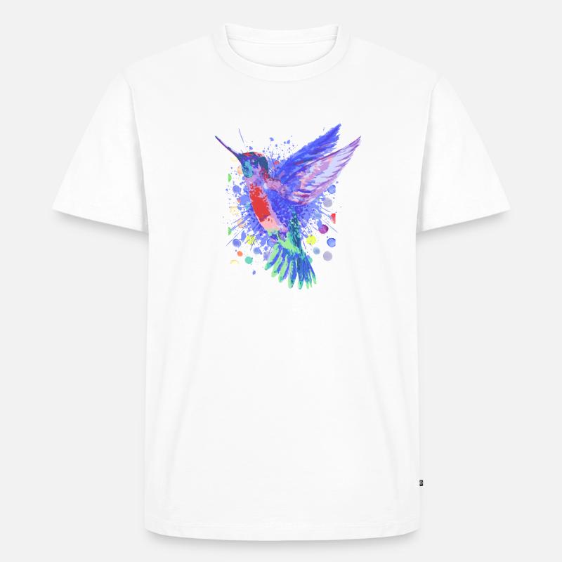 Kolibri Vogel - Schöner bunter Vogel - Männer Premium Bio T-Shirt - Weiß