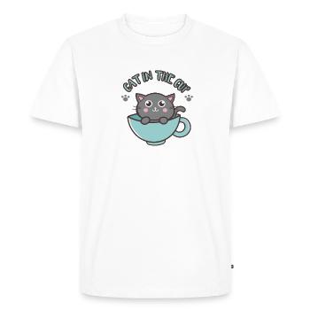 Chaton Kawaii du Chat dans la Coupe - T-shirt Premium bio Homme - blanc - Devant - Nico (187cm)