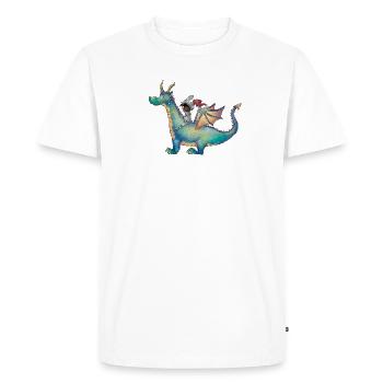 Fille avec dragon dans une aventure magique - T-shirt Premium bio Homme - blanc - Devant - Nico (187cm)