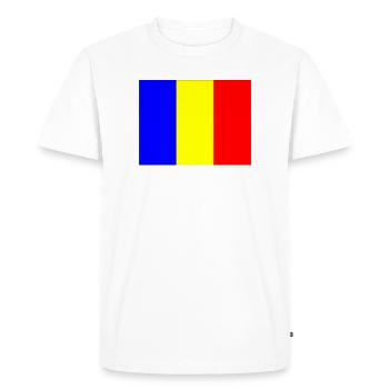 Drapeau de la Roumanie avec design de barre de couleur - T-shirt Premium bio Homme - blanc - Devant - Nico (187cm)