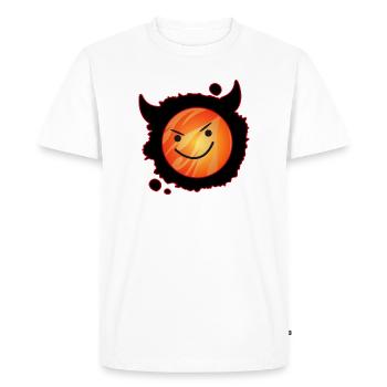 diable mignon en flammes et visage éclatant - T-shirt Premium bio Homme - blanc - Devant - Nico (187cm)