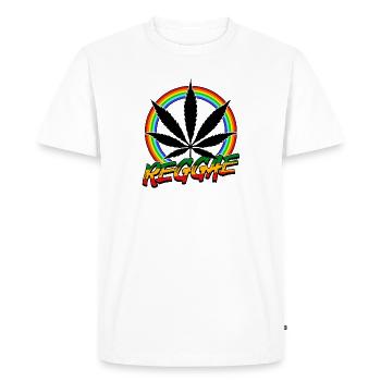 Reggae Rastafari Jamaïque Reggaeton Rasta Ragga Jah - T-shirt Premium bio Homme - blanc - Devant - Nico (187cm)