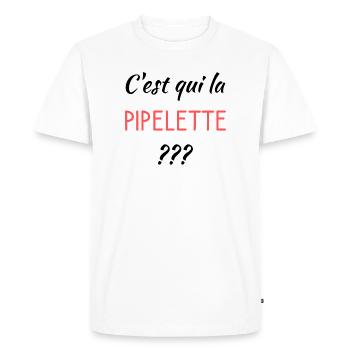 C'est qui la pipelette - T-shirt Premium bio Homme - blanc - Devant - Nico (187cm)