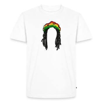 Rasta Rastafarian Reggae Jamaica Chilling Hair Jah - T-shirt Premium bio Homme - blanc - Devant - Nico (187cm)