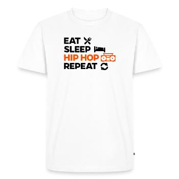 Eat Sleep Hip Hop HipHop Repeat Saying - Men's Premium Organic T-Shirt - white - Front - Nico (187cm)