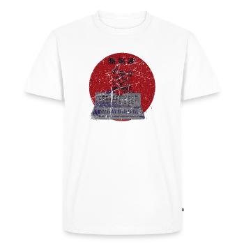 Vintage Japon Synthétiseur Chat Synthétiseur Analogique Rétro - T-shirt Premium bio Homme - blanc - Devant - Nico (187cm)