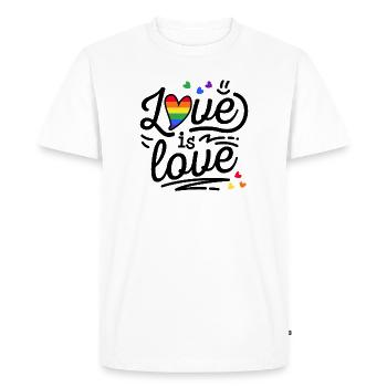 Tolérance Lgbt drapeau arc-en-ciel Gay Fierté Mariage - T-shirt Premium bio Homme - blanc - Devant - Nico (187cm)