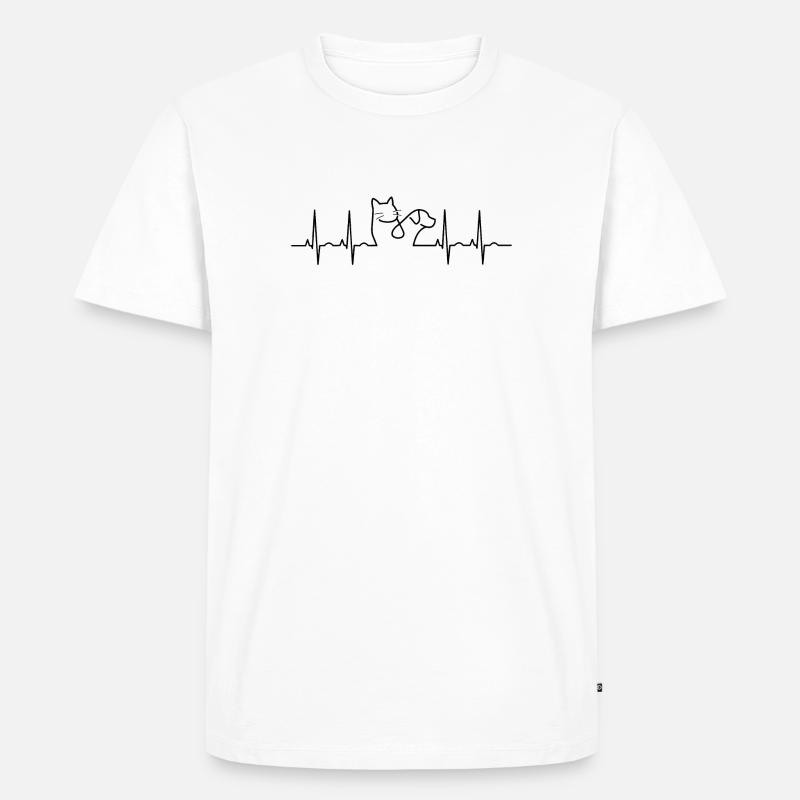 Herzschlag Katze Lineart - Männer Premium Bio T-Shirt - Weiß