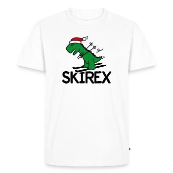 Skirex T-Rex skiant Dinosaur Tyrannosaurus Jeu de mots de ski - T-shirt Premium bio Homme - blanc - Devant - Nico (187cm)