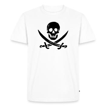 Crâne de crâne de drapeau pirate - T-shirt Premium bio Homme - blanc - Devant - Nico (187cm)