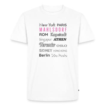 Mahlsdorf City Map Design in Black and White - Men's Premium Organic T-Shirt - white - Front - Nico (187cm)