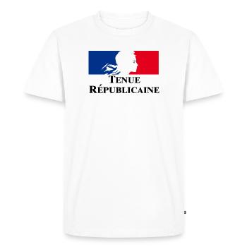Tenue Républicaine - T-shirt Premium bio Homme - blanc - Devant - Nico (187cm)