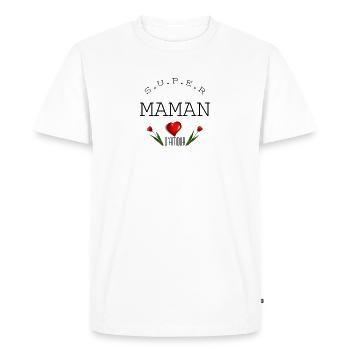 super maman d'amour maman de l'année - T-shirt Premium bio Homme - blanc - Devant - Nico (187cm)