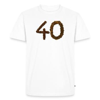 Anniversaire 40 ans - grains de café - T-shirt Premium bio Homme - blanc - Devant - Nico (187cm)