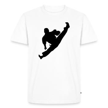 Jumpkick geri kick karate or teakwondo - Men's Premium Organic T-Shirt - white - Front - Nico (187cm)