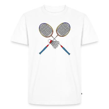 Raquette et navette de badminton - T-shirt Premium bio Homme - blanc - Devant - Nico (187cm)
