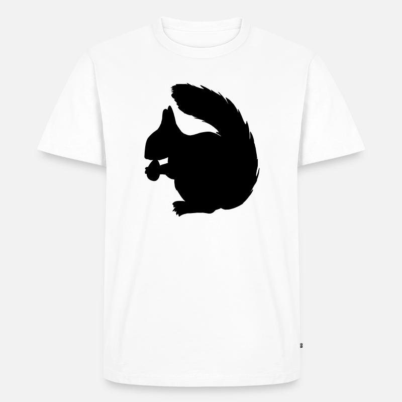 Eichhörnchen mit Nussschattenfigur - Männer Premium Bio T-Shirt - Weiß