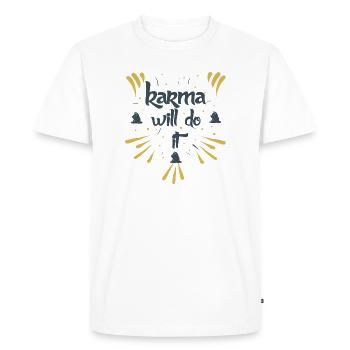 karma will do it kontiki - Men's Premium Organic T-Shirt - white - Front - Nico (187cm)