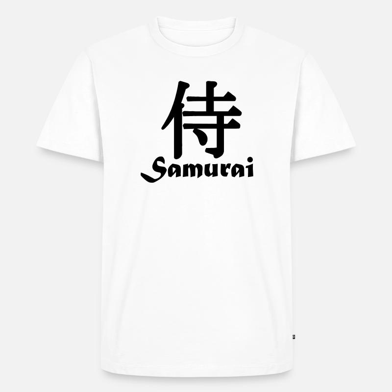 Samurai mit Text - Männer Premium Bio T-Shirt - Weiß