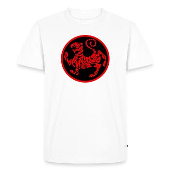 Shotokan karaté logo emblème tigre rouge sur noir - T-shirt Premium bio Homme - blanc - Devant - Nico (187cm)