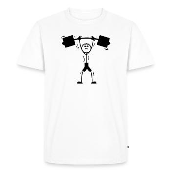 Logo, emblème de l’haltérophile de musculation - T-shirt Premium bio Homme - blanc - Devant - Nico (187cm)