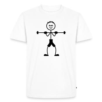 Musculation avec beaucoup de poids - T-shirt Premium bio Homme - blanc - Devant - Nico (187cm)