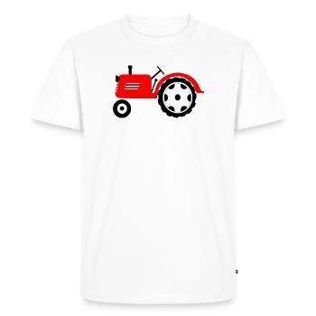 Tracteur agricole rouge machine agricole - T-shirt Premium bio Homme - blanc - Devant - Nico (187cm)