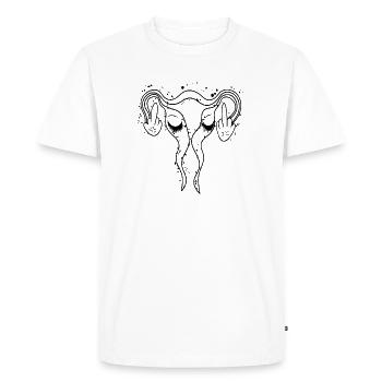 Fuck off utérus avec des cils - T-shirt Premium bio Homme - blanc - Devant - Nico (187cm)
