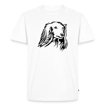 Tête de teckel - T-shirt Premium bio Homme - blanc - Devant - Nico (187cm)