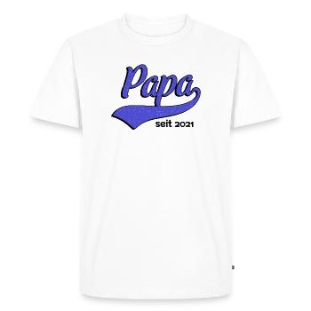 Papa père papa fête des pères Fête des hommes Papa - T-shirt Premium bio Homme - blanc - Devant - Nico (187cm)