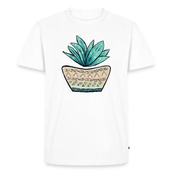 Succulent Pot Pattern - Men's Premium Organic T-Shirt - white - Front - Nico (187cm)