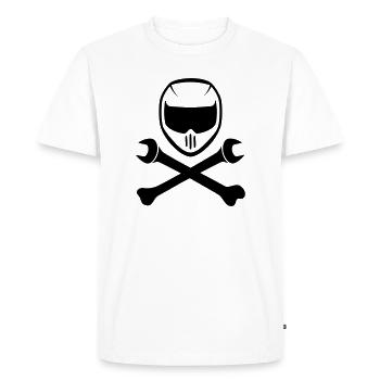 Casque de moto de sport avec clé de cuisine - T-shirt Premium bio Homme - blanc - Devant - Nico (187cm)