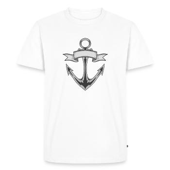 Ancre avec bannières en niveaux de gris - T-shirt Premium bio Homme - blanc - Devant - Nico (187cm)