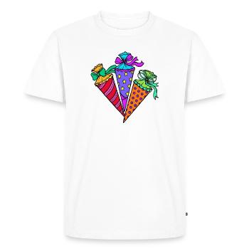 Sac d’école Début de l’école - T-shirt Premium bio Homme - blanc - Devant - Nico (187cm)