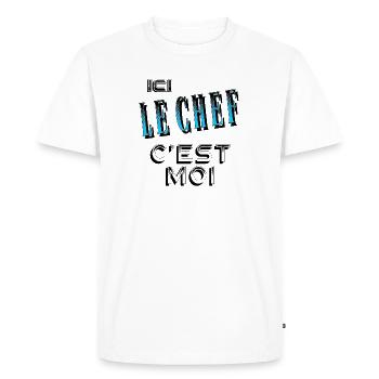 Ici le Chef C'est Moi Patron - T-shirt Premium bio Homme - blanc - Devant - Nico (187cm)