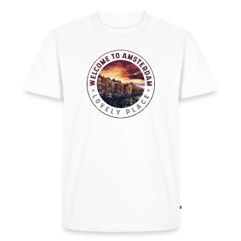 Welcome to Amsterdam – Favorite Place - Men's Premium Organic T-Shirt - white - Front - Nico (187cm)