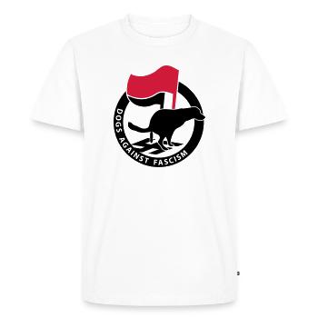 « Dogs Against Fascism » pour les propriétaires de chiens Antifa - T-shirt Premium bio Homme - blanc - Devant - Nico (187cm)