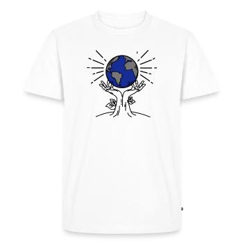 Sauvez la Terre – Plantez l’avenir - T-shirt Premium bio Homme - blanc - Devant - Nico (187cm)