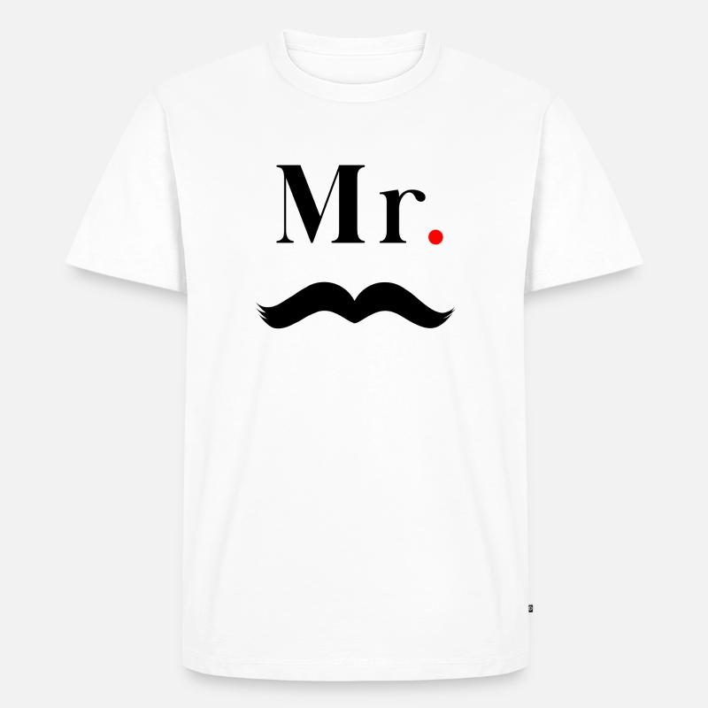 Herr Schwarzer Schnurrbart - Männer Premium Bio T-Shirt - Weiß