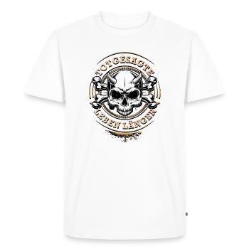 Les morts vivent plus longtemps - Expression - Proverbe - T-shirt Premium bio Homme - blanc - Devant - Nico (187cm)