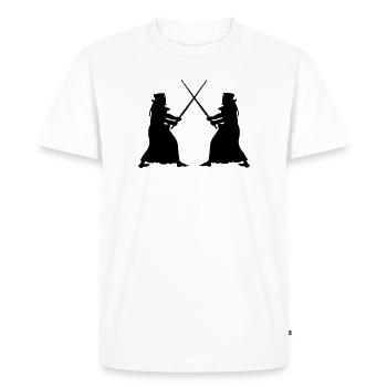 Kendo two Kendoka in fighting mode shadow figures - Men's Premium Organic T-Shirt - white - Front - Nico (187cm)